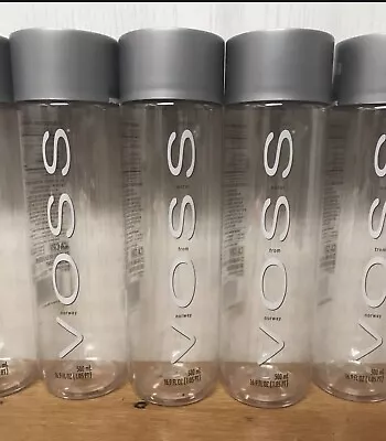 6 VOSS Water Bottles Plastic Gray Lids Crafts Storage EMPTY 500 Ml; 16.9 Ounces • $12