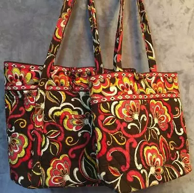 VERA BRADLEY ~ Set Of 2 Large Handbags Totes Travel Organize Weekender • $45.99