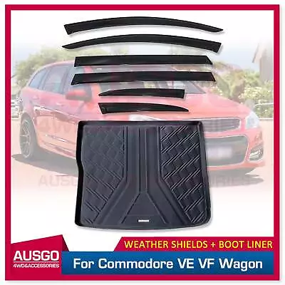 AUSGO Luxury 6PCS Weathershields + 3D Cargo Mat For Holden Commodore VE VF Wagon • $148.11