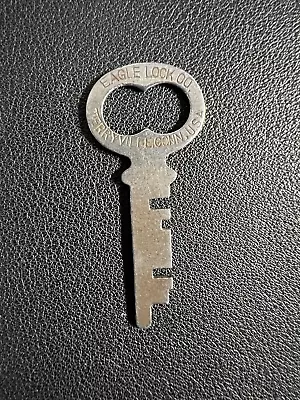 Vintage Eagle Lock Co. Flat Metal Skeleton Cabinet Key 6A Terryville Conn USA • $8.99