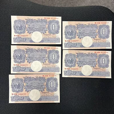 5 Banknotes -consecutive Order  Bank Of England One Pound - Au Condition • $12.80