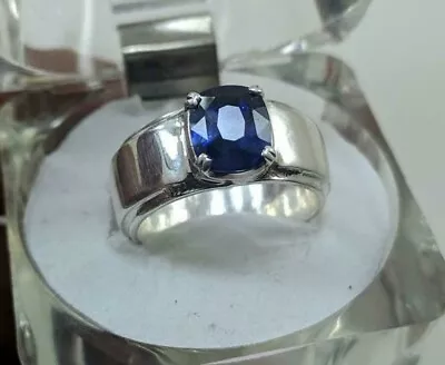 Blue Sapphire Mens Ring Size 9 925 Sterling Silver Ring Handmade Rings Neelam • $650