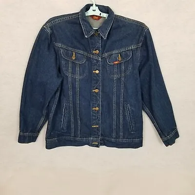 Vintage MS LEE Women's Heavyweight Blue Denim Jean Trucker Jacket USA Size 11/12 • $22.93