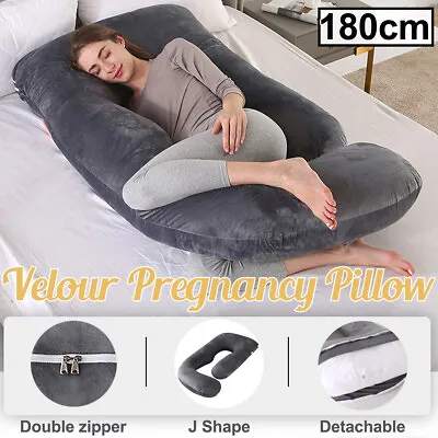 $38.02 • Buy Velvet Pregnancy Pillow Maternity Belly Pillow Body J Shape Extra Large 70x180CM