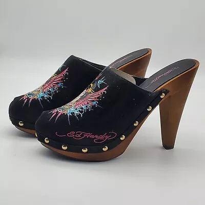 Ed Hardy Portland Heel Black Size 8 New In The Box Excellent Condition • $28