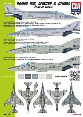 1:32 Decal  Romeo Fox Specter & Others  (RF-4B Phantom) - 3 Markings. CtA 012 • $22.45