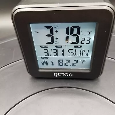 Quigo Digital Travel Atomic Alarm Clock Touch Snooze & Blue Backlight Temp Date • $12.99