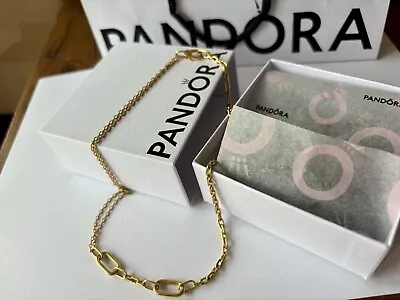 New 100% Genuine Pandora ME Yellow Gold Double Link Chain Necklace 362303C00-45 • £115