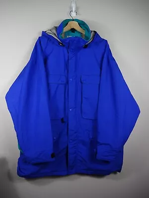 Vintage 90s LL BEAN Maine Wardens Blue Parka GoreTex Jacket Coat Made In USA XL • $124.95