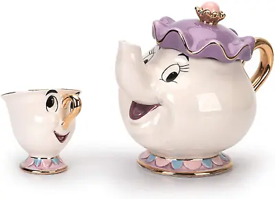 Cartoon New Beauty And The Beast Teapot Mug Mrs Potts Chip Tea Pot Cup One Set L • $47