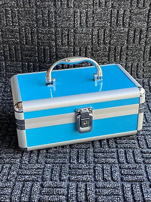 New BLUE -Aluminum Makeup Train Case Travel Cosmetic Organizer Case Jewelry Box • $27.52