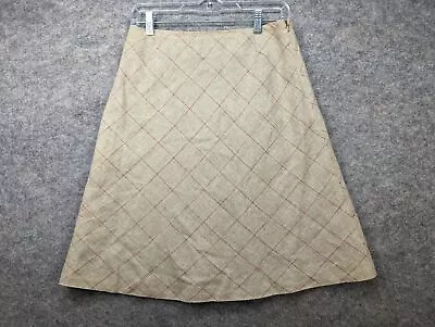 Eddie Bauer Skirt Womens 6 Beige Woven Silk Linen Blend Lined A-Line Preppy • $24