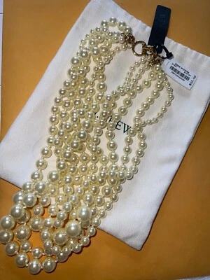 $39 • Buy J. CREW  Five  (5) Strand Classic Faux Pearl Hand Knotted Statement Necklace NWT