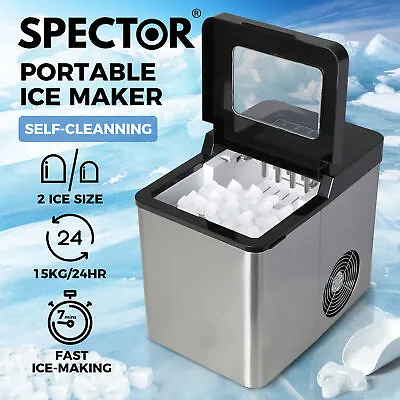 Spector Ice Maker Machine Commercial 2.1L Cube Tray 15KG/24H Stainless Steel • $199.99