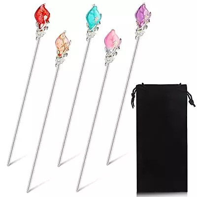 5 Pieces Chinese Classical Glaze Hair Stick Metal Hanfu Chinese Style Rhinestone • $9.49