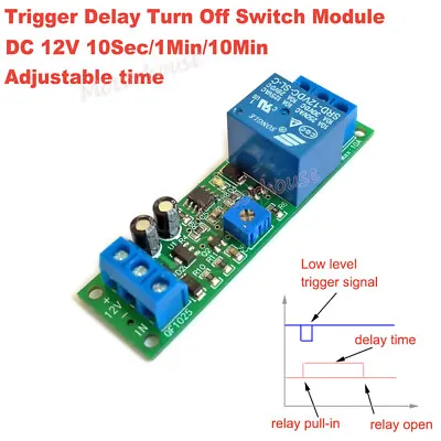 DC 12V Signal Trigger Timer Switch Delay Turn Off Time Controller Relay Module • £2.77
