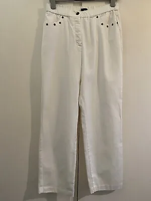 Ladies White Magi-fit Magi-waistline Stretch Cotton Straight Leg Jeans Trousers • £7.50