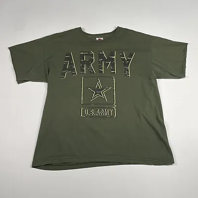 Vintage U.S. Army Shirt Men’s Large Green Cut Off Short Sleeve Tee USA Made • $13.27