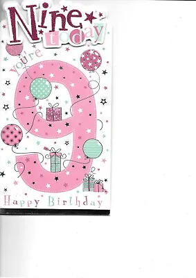 9th Ninth Birthday Card For A Girl Quality Card Paper Ins • £2.40