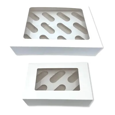 Windowed Cupcake Boxes With Removable Trays 6 & 12 Cup Cakes UK SELLER Free Post • £27.99