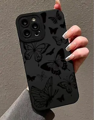 New Butterfly Design Prints Black Phone Case For IPhone/Samsung • £7.29