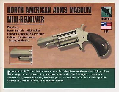 NORTH AMERICAN ARMS MAGNUM MINI-REVOLVER .22 USA Gun Classic Firearms PHOTO CARD • $10.95