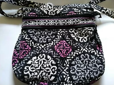 Vera Bradley Canterbury Crossbody Hipster Quilted Purse Black Gray Pink White • $18.99