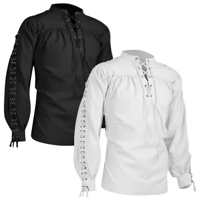 Men's Steampunk Vintage Gothic Victorian Medieval Ruffled Blouse Top Shirts D1 • £24.62