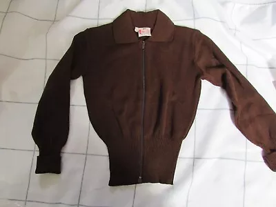 Vintage Child’s Brown   1970s  School Zip Jumper  Pullover  Uniform 28inch • £12.99