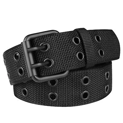 Double Prong Belt Plus Size 39 To 67 Black Grommet Nylon Belts For Men Women U • $15.18