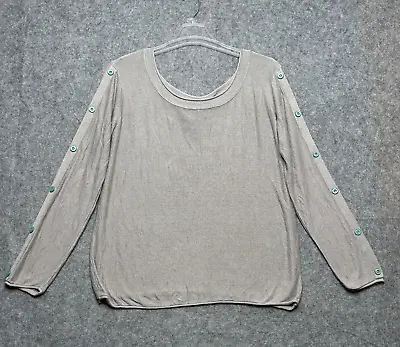 Matilda Jane Sweater Women XL Gray Knit Teal Buttons Its A Wonderful Parade Soft • $41.99