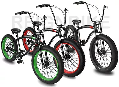 26  Fat Tire 7 Speed Slugo SS Beach Cruiser Bicycle High Rise Handlebars Bike • $591.59