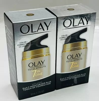 2 Olay Total Effects 7 In One Moisturizer Plus Touch Of Foundation 1.7oz Ea • $48.98