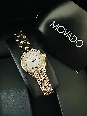 Ladies 14K Yellow Gold Movado Watch With Factory Diamond Dial & Bezel In Box • $2995