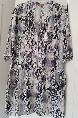 Soon By Matalan Summer Shirt Dress Size 12 Snake Print Pockets Drawsrting VGC • £3.99