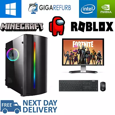 Fast Intel Gaming PC Bundle 4GB 500GB GT 710 WiFi Win 10 FORTNITE & ROBLOX • £179.99