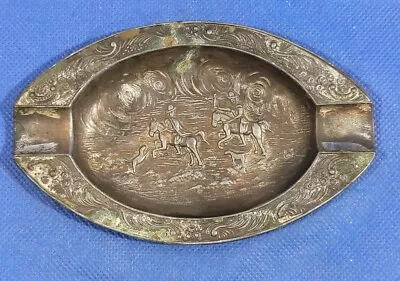 Vintage Hunting Scene Ashtray Mixed Metal Smoking Ashtray Made In Japan  • $2.56