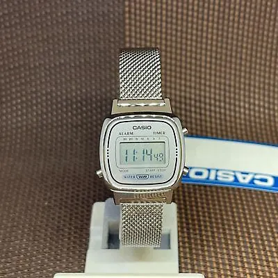 Casio LA670WEM-7D Vintage Mesh Silver Stainless Steel Women Classic Casual Watch • $68.20