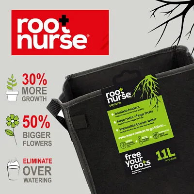 £5.95 • Buy Root Nurse Square Fabric Plant Pots Black 11 15 17.5 20 25 30 36 39 56 76 Litre