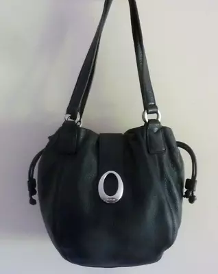 Oroton Black Pebbled Leather Bucket Shaped---handbag Shoulderbag Purse • $39.99