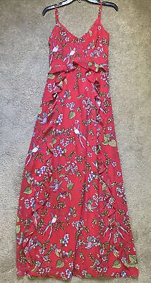 Nanette Lepore Size 2 Paradise Dream Hummingbird Lined Chiffon Ruffle Long Dress • $21.99