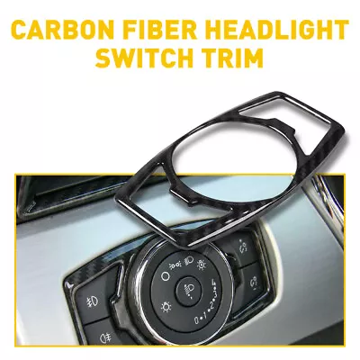 Carbon Fiber Headlight Grain Switch Cover Trim for Ford Mustang 2015-2020 USA • $10.99