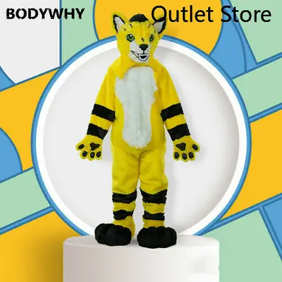 Yellow Long Fur Husky Fox Dog Wolf Dog Fox Mascot Costume Cosplay Party Fursuit • $1125.66