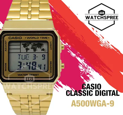 Casio Digital Gold Stainless Steel Strap Watch A500WGA-9 AU FAST & FREE • $98.70