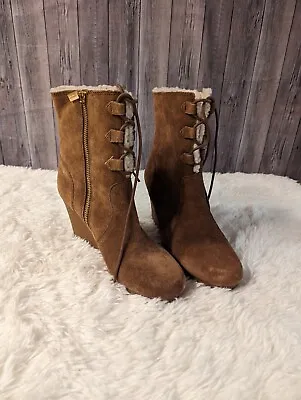 Michael Kors Brown Suede Ankle Wedge Boots Women Size 8M • $49