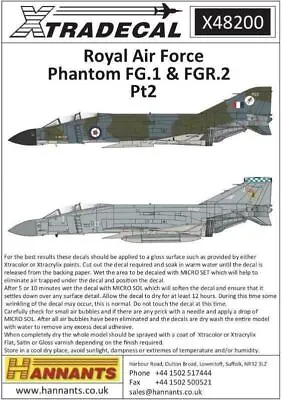 Xtradecal X48200 1/48 RAF Phantom FG.1 & FGR.2 Pt2 Model Decals • £8.95