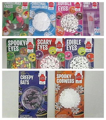 £3.99 • Buy Edible Eyes Christmas Faces Snowflakes Halloween  Eyes Cobwebs Bats