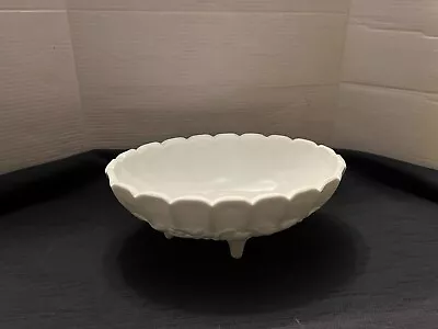 Vintage INDIANA GLASS Milk Glass Harvest Grape Fruit Footed Oval Serving Bowl • $16