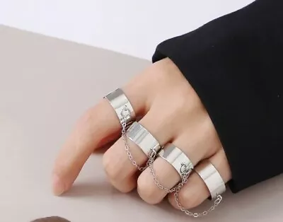 Adjustable Rings 4pc Men's Women's Girl's Knuckle Rings Street Gothic Jewellery  • £4.99