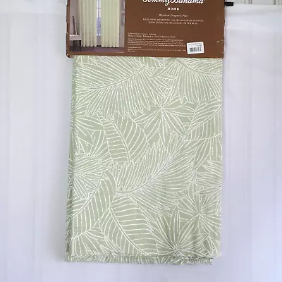 Tommy Bahama Home Curtains 2 Panels Window Drapery Pair 52x96  Jungle Leaf Sage • $79